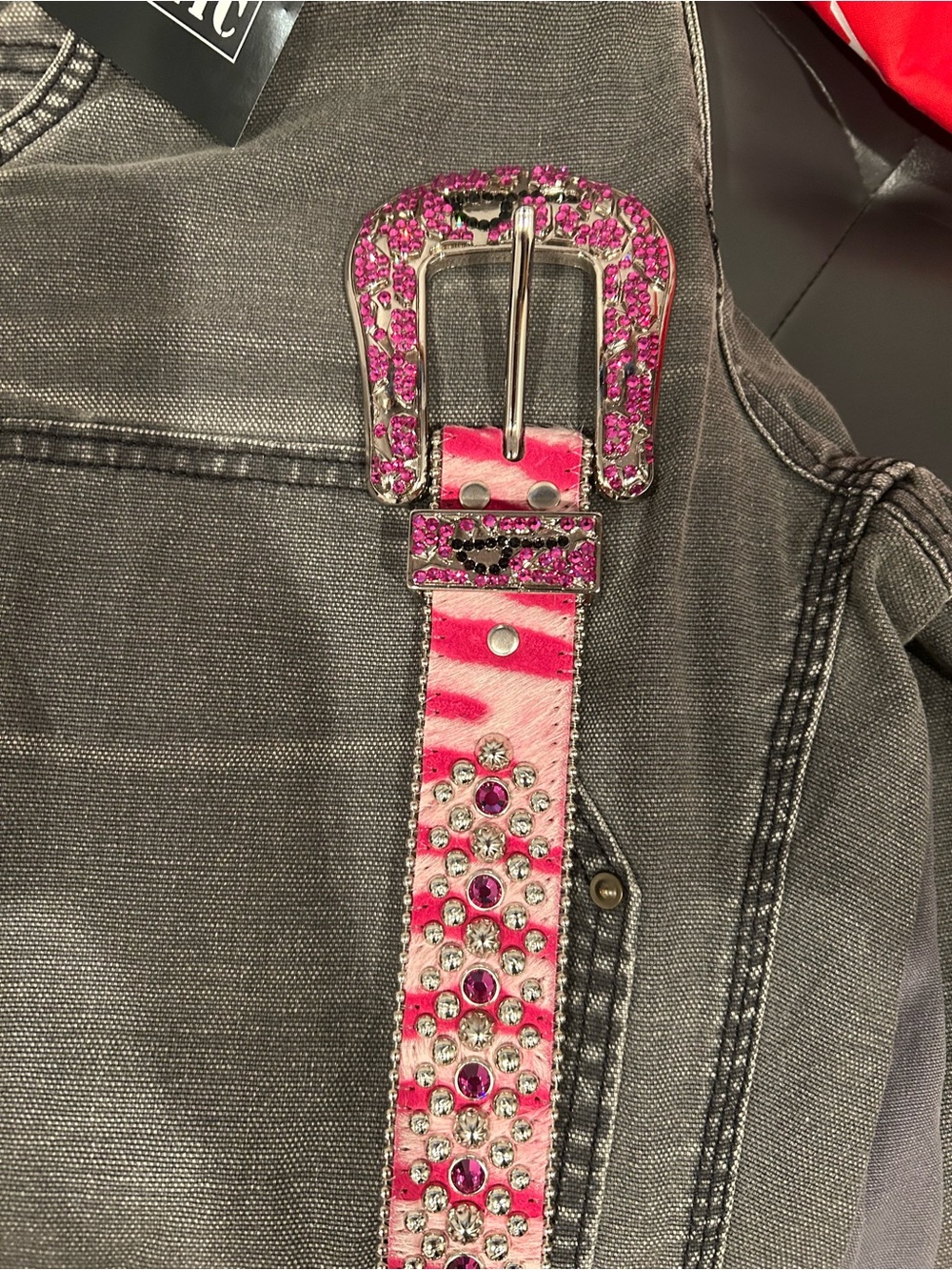 B.b Simon belt collaboration pink tiger strip mohair